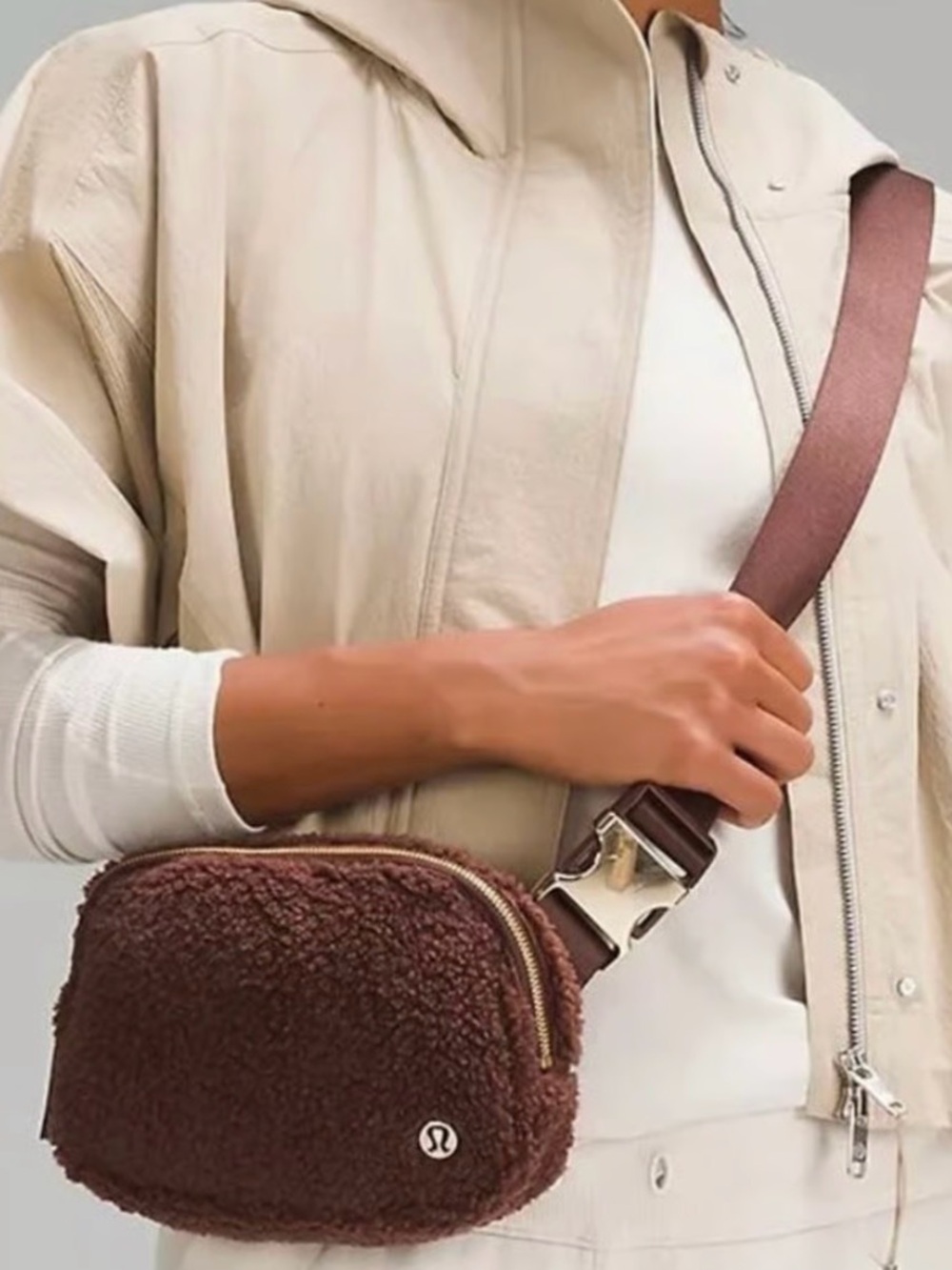 Lululemon Everyday Brown teddy bear soft Serpa cross body/belt bag